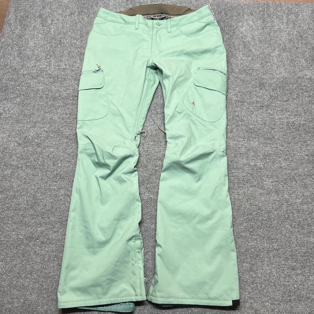 Burton Snow Pants Womens L Green Gloria Insulated Ski Snowboard Pockets 171740